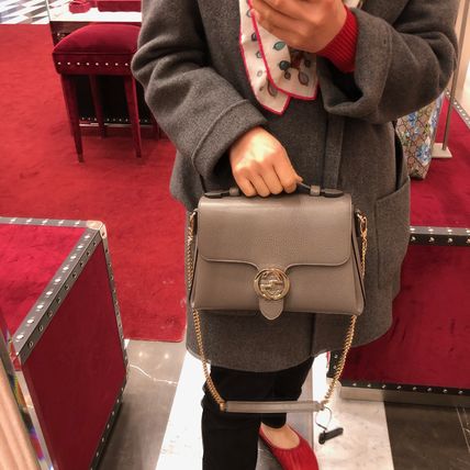 GUCCI 2WAY Plain Leather Elegant Style Crossbody Shoulder Bags 