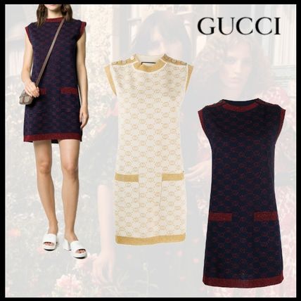 GUCCI 2020 SS Interlocking G Lame Wool Dress 605903XKAHT 