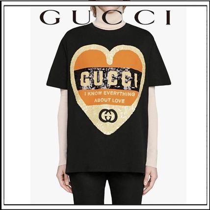GUCCI 2020 SS Crew Neck Heart Medium Short Sleeves Logo T Shirts 