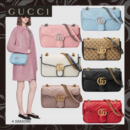 GUCCI GG Marmont 2020 21AW 2WAY Plain Crossbody Logo Shoulder Bags 