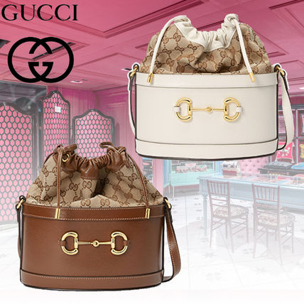 GUCCI 2020 SS Canvas Blended Fabrics Plain Leather Purses