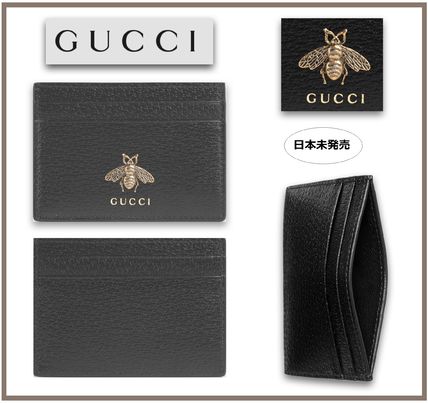 GUCCI Unisex Other Animal Patterns Leather Logo Card Holders 