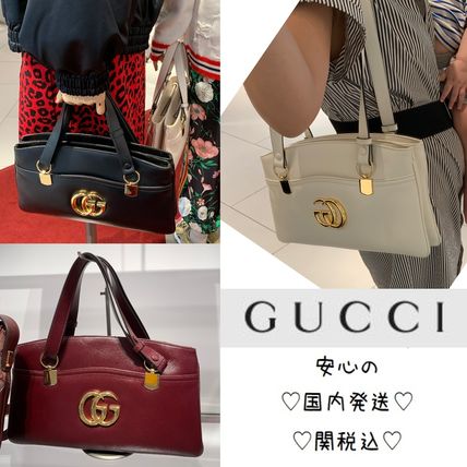GUCCI Casual Style 2WAY Plain Leather Party Style Office Style 