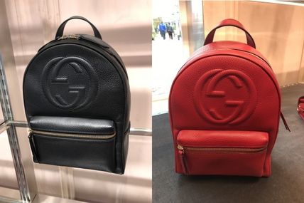 GUCCI Casual Style Blended Fabrics Plain Leather PVC Clothing Logo 