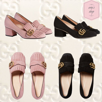 GUCCI GG Marmont 2018 SS Round Toe Casual Style Suede Blended Fabrics Plain 