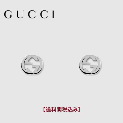 GUCCI Silver Interlocking G Earrings 356289 