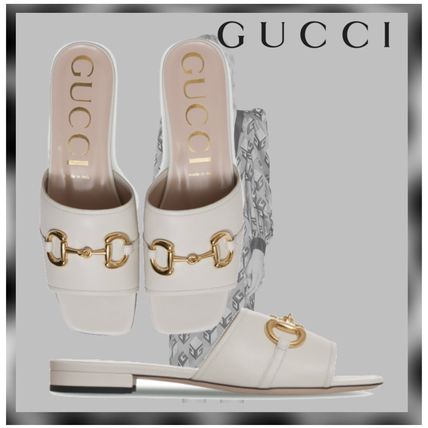 GUCCI 2020 SS Open Toe Platform Leather Elegant Style Mules 