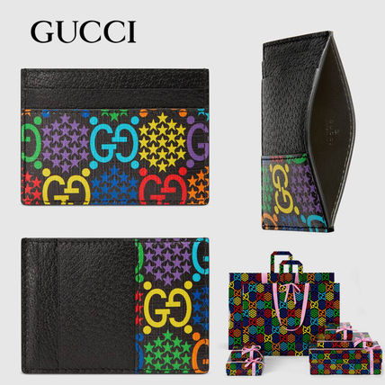 GUCCI 2020 SS Unisex Leather Logo Card Holders 