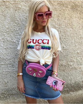 GUCCI 2019 20AW Cotton Short Sleeves Oversized Logo T Shirts 