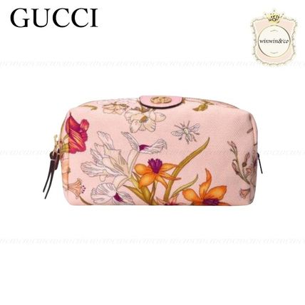 GUCCI Flower Patterns Canvas PouchesCosmetic Bags 