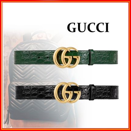 GUCCI GG Marmont Casual Style Unisex Leather Elegant Style Logo Belts 