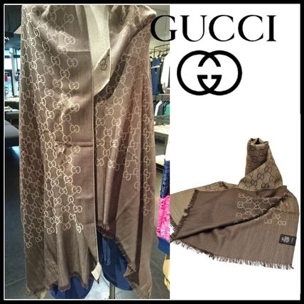 GUCCI Monogram Unisex Wool Silk KnitFur Scarves 165903 3G646 1264 