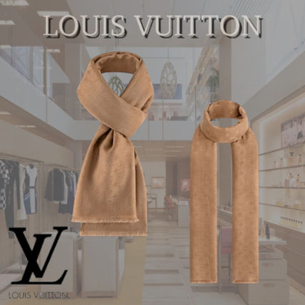 Louis Vuitton Monogram Silk Logo KnitFur Scarves M76030 