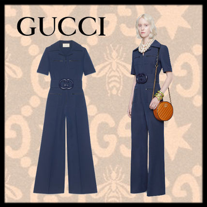 GUCCI 2020 SS Wool Silk Belted Jumpsuit 587416 ZKD19 4142 