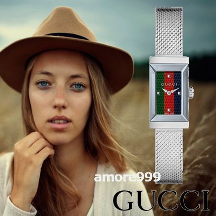 GUCCI Square Quartz Watches Stainless Elegant Style Analog Watches YA147510 