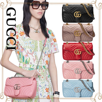 GUCCI GG Marmont 2020 21AW Casual Style 2WAY Chain Plain Leather