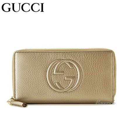 GUCCI Soho Leather Logo Long Wallets 