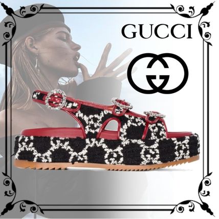 GUCCI Monogram Platform Casual Style Blended Fabrics