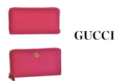 GUCCI GG Marmont 2020 21AW GUCCI PETITE MARMONT Leather Wallet Pink #456117 