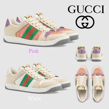 GUCCI 2019 SS Plain Toe Rubber Sole Casual Style Leather Logo