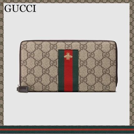 GUCCI Web Gg Supreme Zip Around Wallet 408831 