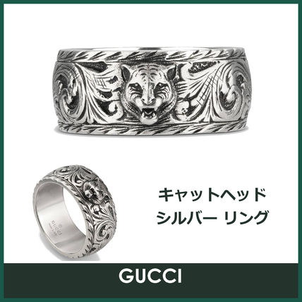 GUCCI Thin Silver Ring With Feline Head 433571 J8400 0811 