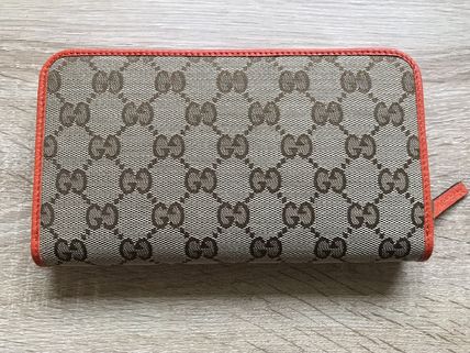 GUCCI Monogram Bi color Leather Handmade Long Wallet Long Wallets 