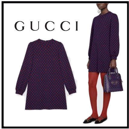 GUCCI 2020 SS Polka Dot And Double G Wool Dress 623602 XKBDJ 4102 