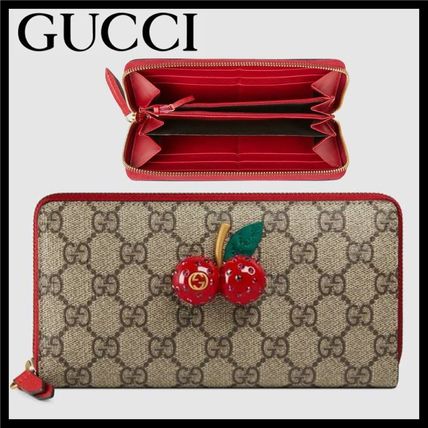 GUCCI GG Supreme Gg Supreme Zip Around Wallet With Cherries 476049 K9GXT 8694 
