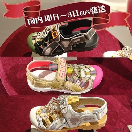 GUCCI Casual Style Unisex Leather Sport Sandals Logo Flat Sandals 570440 