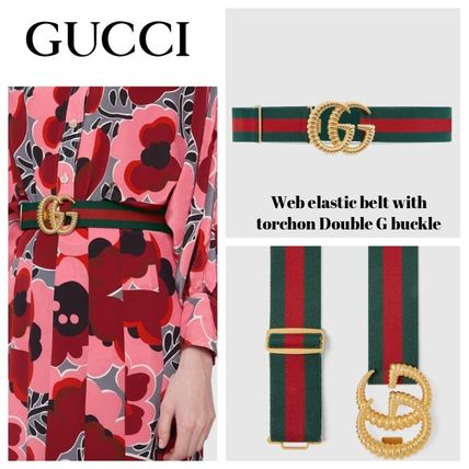 GUCCI 2020 SS Web Elastic Belt With Torchon Double G Buckle 524101 HGWKG 8460 