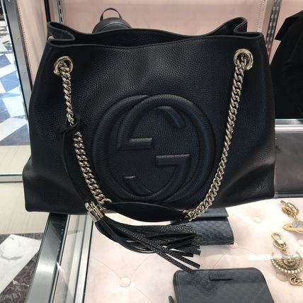 GUCCI Soho Casual Style Chain Leather Fringes Elegant Style 