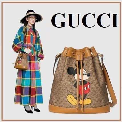 GUCCI 2020 SS Casual Style Canvas Collaboration Leather Logo Handbags 
