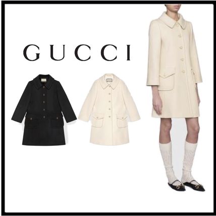 GUCCI 2020 SS Wool Coat With Logo Buttons 626300 ZHW03 1000 626300 ZHW03 9205 