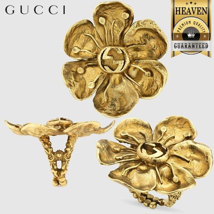 GUCCI 2020 SS Metal Ring With Floral Detail 603546 I4600 0721 