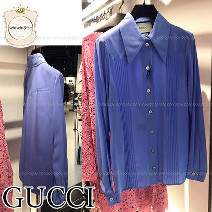 GUCCI Silk Long Sleeves Elegant Style ShirtsBlouses 