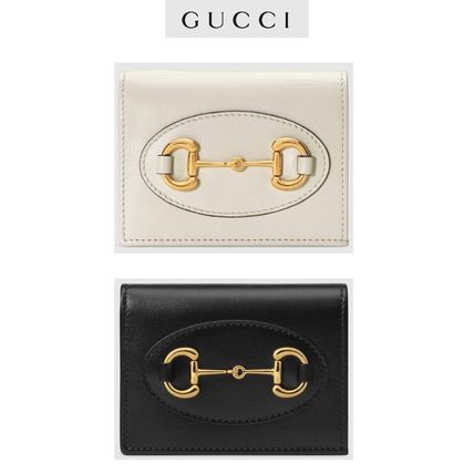 GUCCI 1955 Horsebit 2020 SS Plain Folding Wallet Small Wallet Logo Folding Wallets 