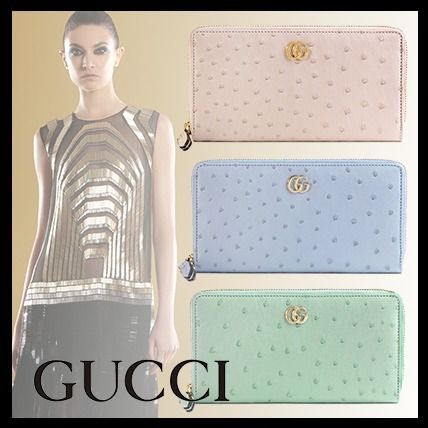 GUCCI 2019 SS Ostrich Leather Long Wallet Long Wallets 456117 EY00G 5757 