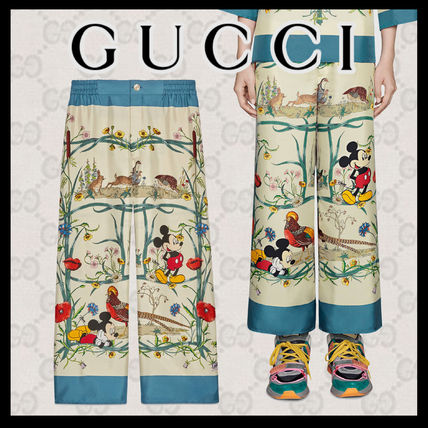 GUCCI 2020 SS Disney X Gucci Silk Pajama Pant 596961 ZADOP 9683 
