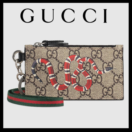 GUCCI Kingsnake Print Gg Supreme Card Case 523903 9SDAN 8669 