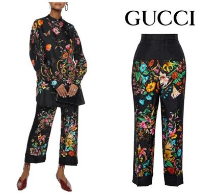GUCCI Flower Patterns Silk Pants 