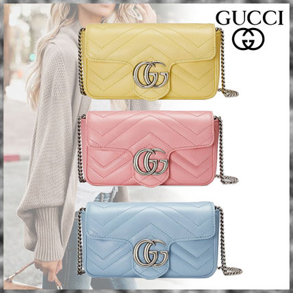 GUCCI 2020 SS Chain Leather Crossbody Logo Shoulder Bags