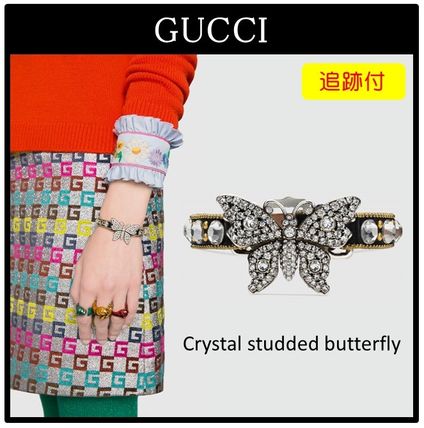 GUCCI 2018 19AW Studded Leather Party Style With Jewels Elegant Style 504349 I5671 8127 