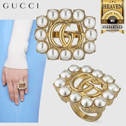 GUCCI 2020 21AW Pearl Double G Ring 632816 I4620 8078 