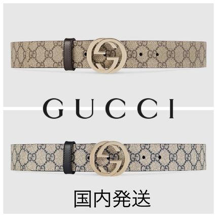 GUCCI GG Supreme 2018 19AW Gg Supreme Belt With G Buckle