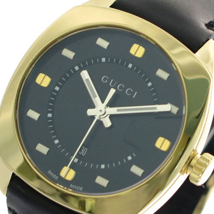 GUCCI Leather Round Quartz Watches Office Style Analog Watches YA142408 