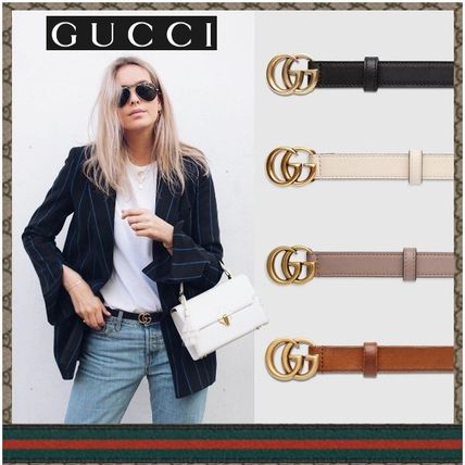 GUCCI 2018 SS Leather Belt With Double G Buckle 409417 