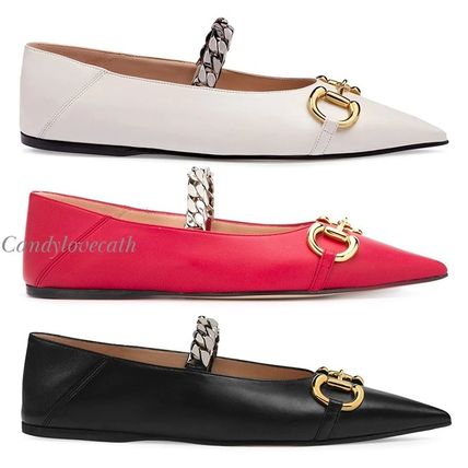 GUCCI 2020 SS Flats BLACK WHITE RED 