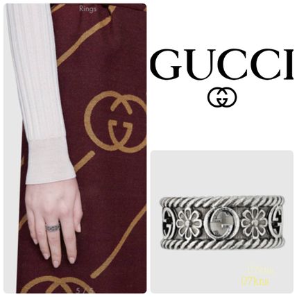 GUCCI Unisex Flower Silver Rings 