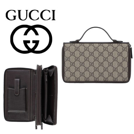 GUCCI 2020 SS Monogram Unisex Street Style Leather Long Wallet Logo 